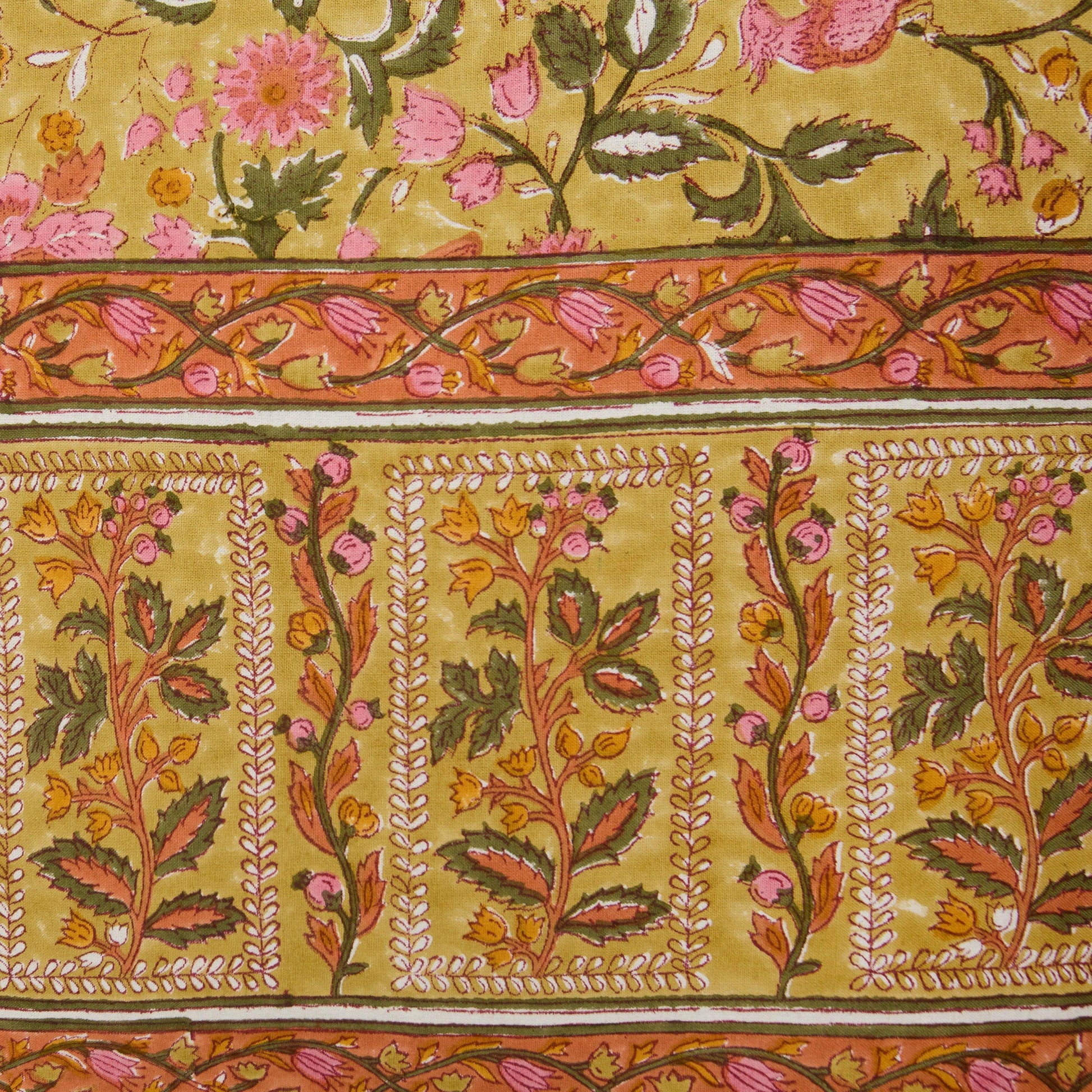 French Tablecloth Damaris Pink & Mustard - Marcel’s Culinary Experience