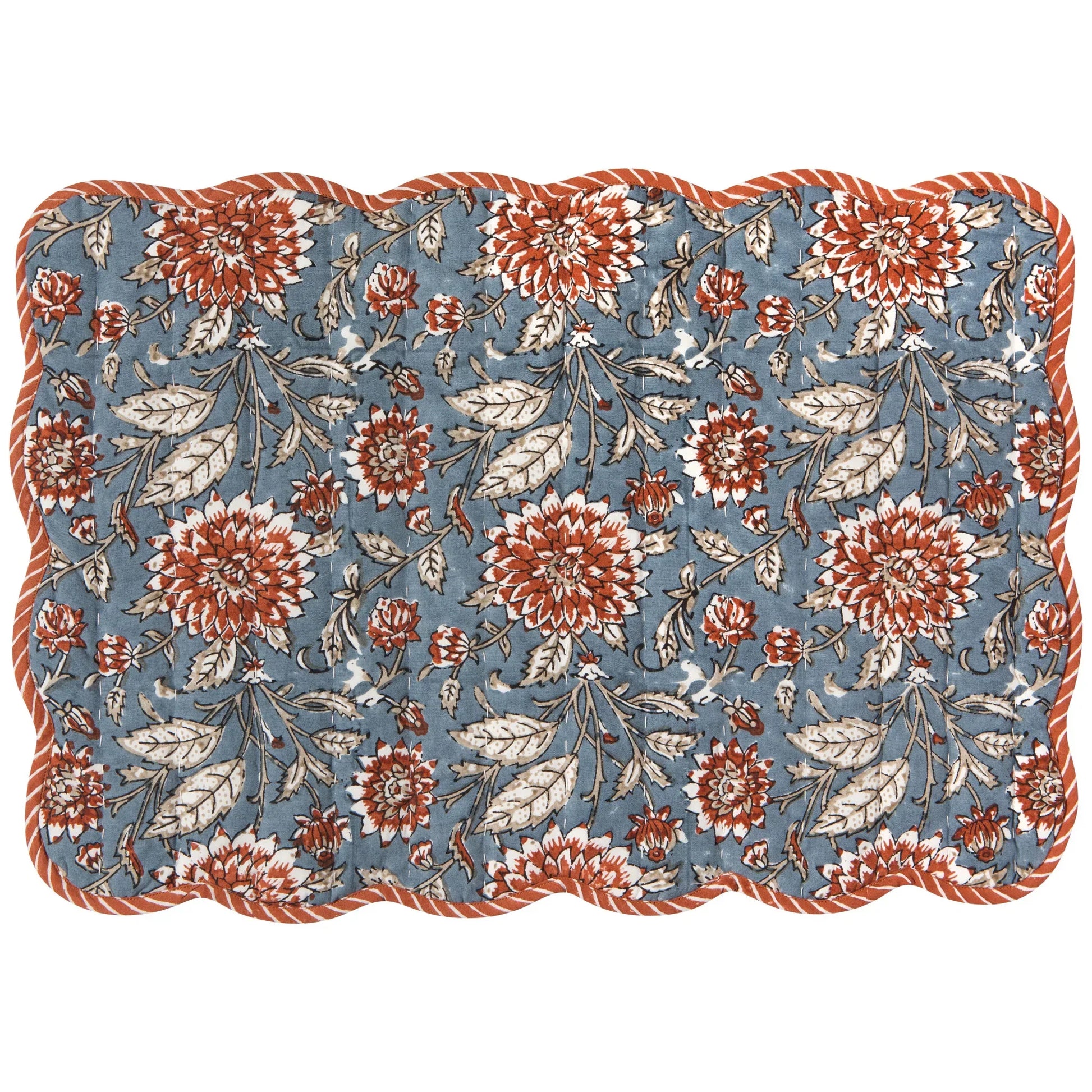 Dahlia Block Print Kantha Placemat - Marcel’s Culinary Experience