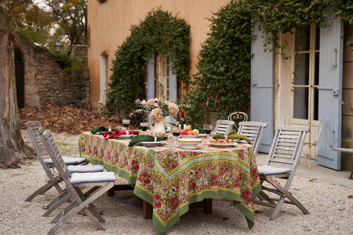 Jardin Red & Green | French Tablecloths - Marcel’s Culinary Experience