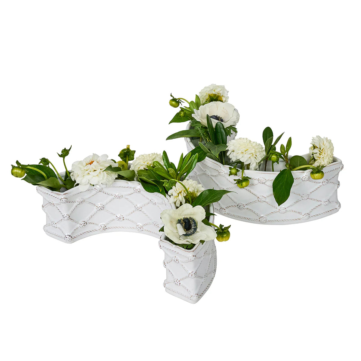 Juliska Berry & Thread Petite Parterre Garden Half Circle Vase Set of 2, Whitewash