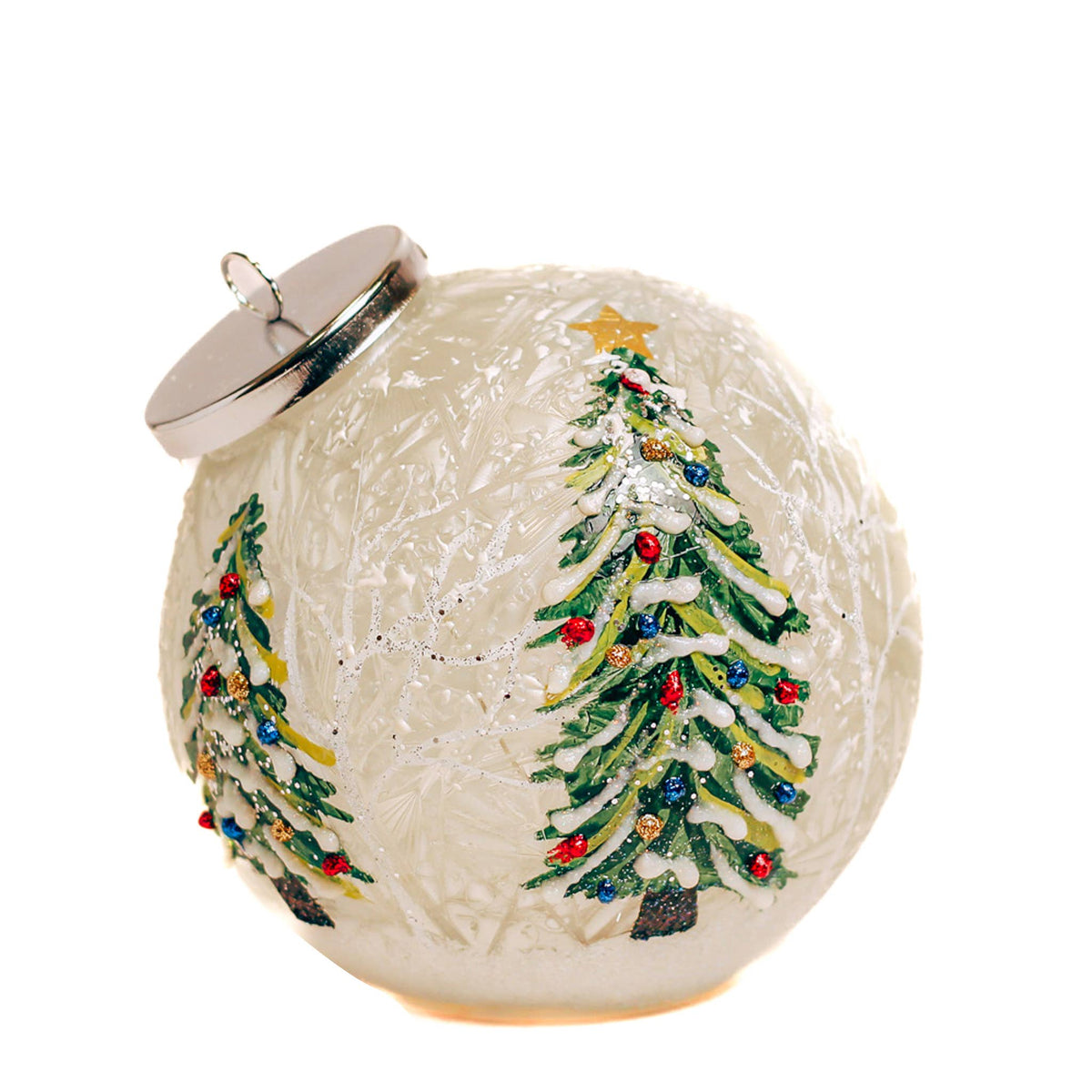 Christmas Trees Ornament Crackle Glass LED