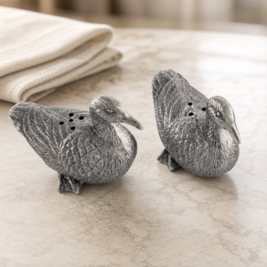 Pewter Mallard Duck Salt & Pepper Shakers
