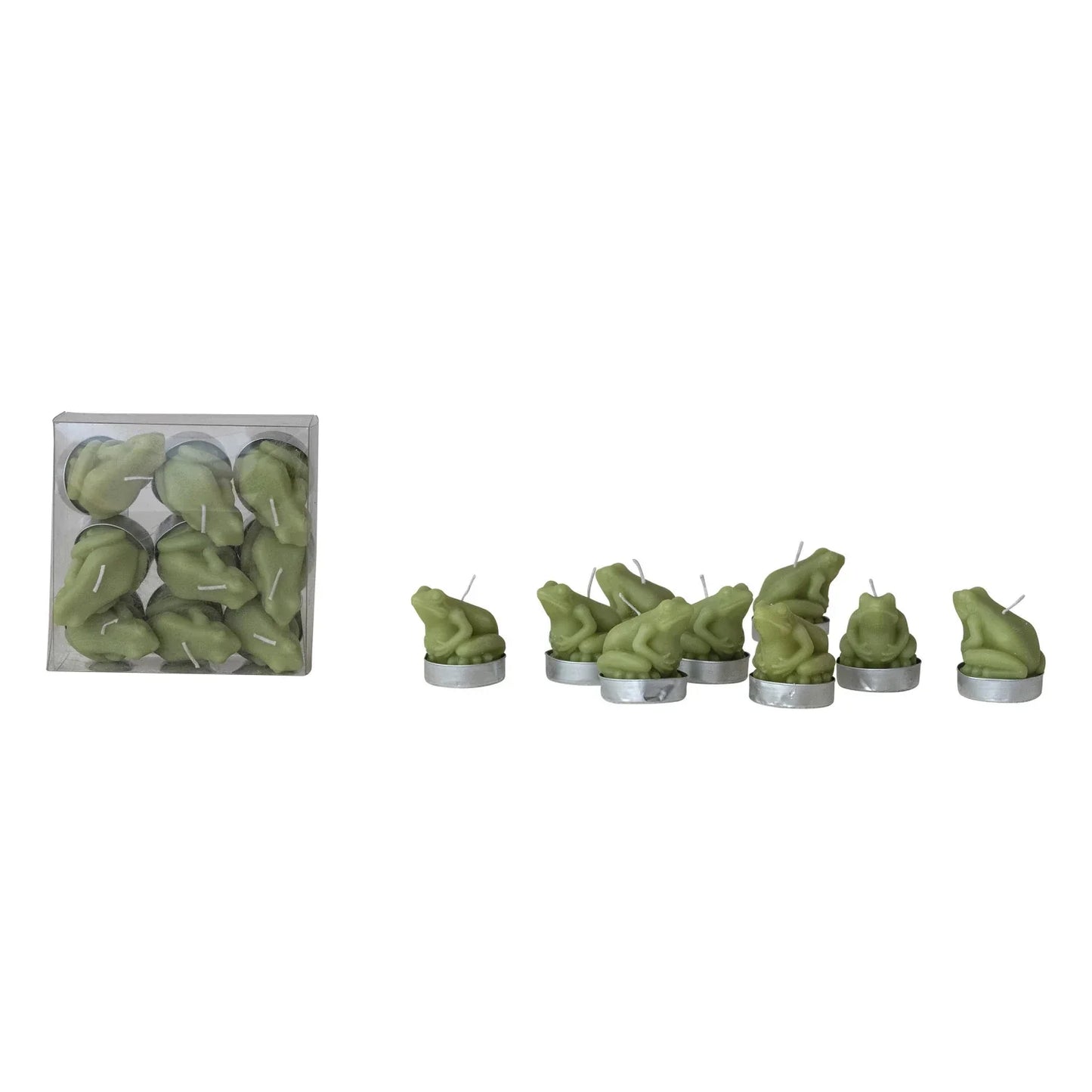 Frog Shaped Tealight Candles - Light Green, Set of 9