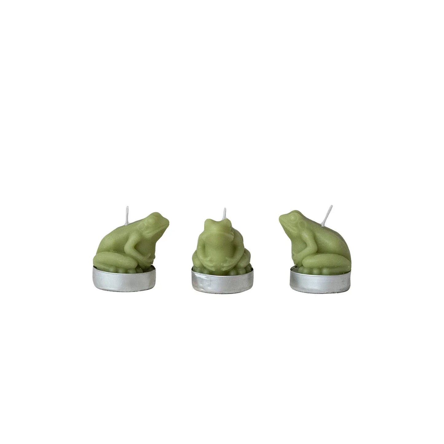 Frog Shaped Tealight Candles - Light Green, Set of 9