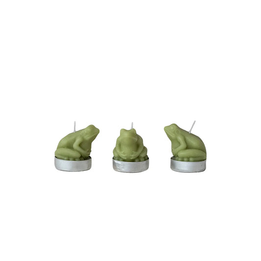 Frog Shaped Tealight Candles - Light Green, Set of 9