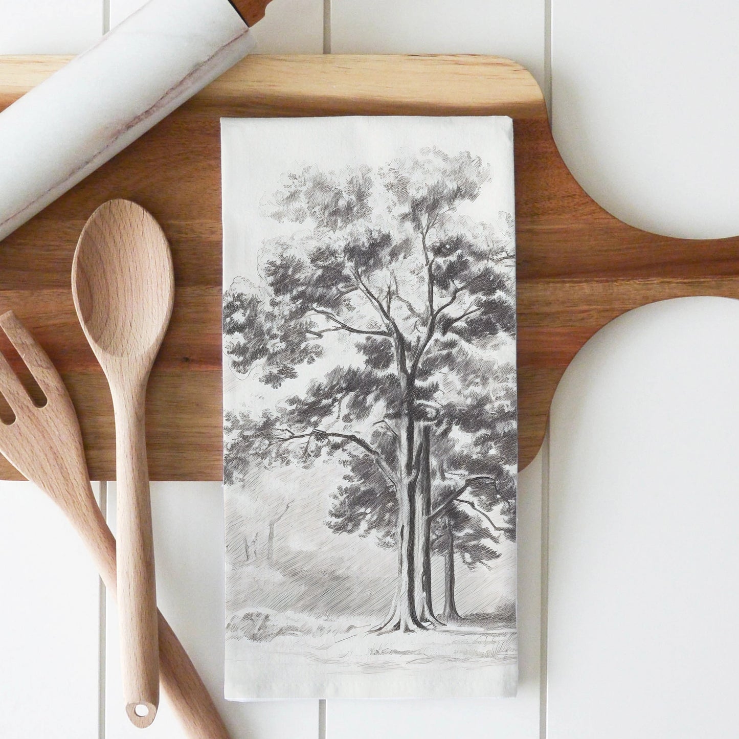 Tree Sketch Tea Towel