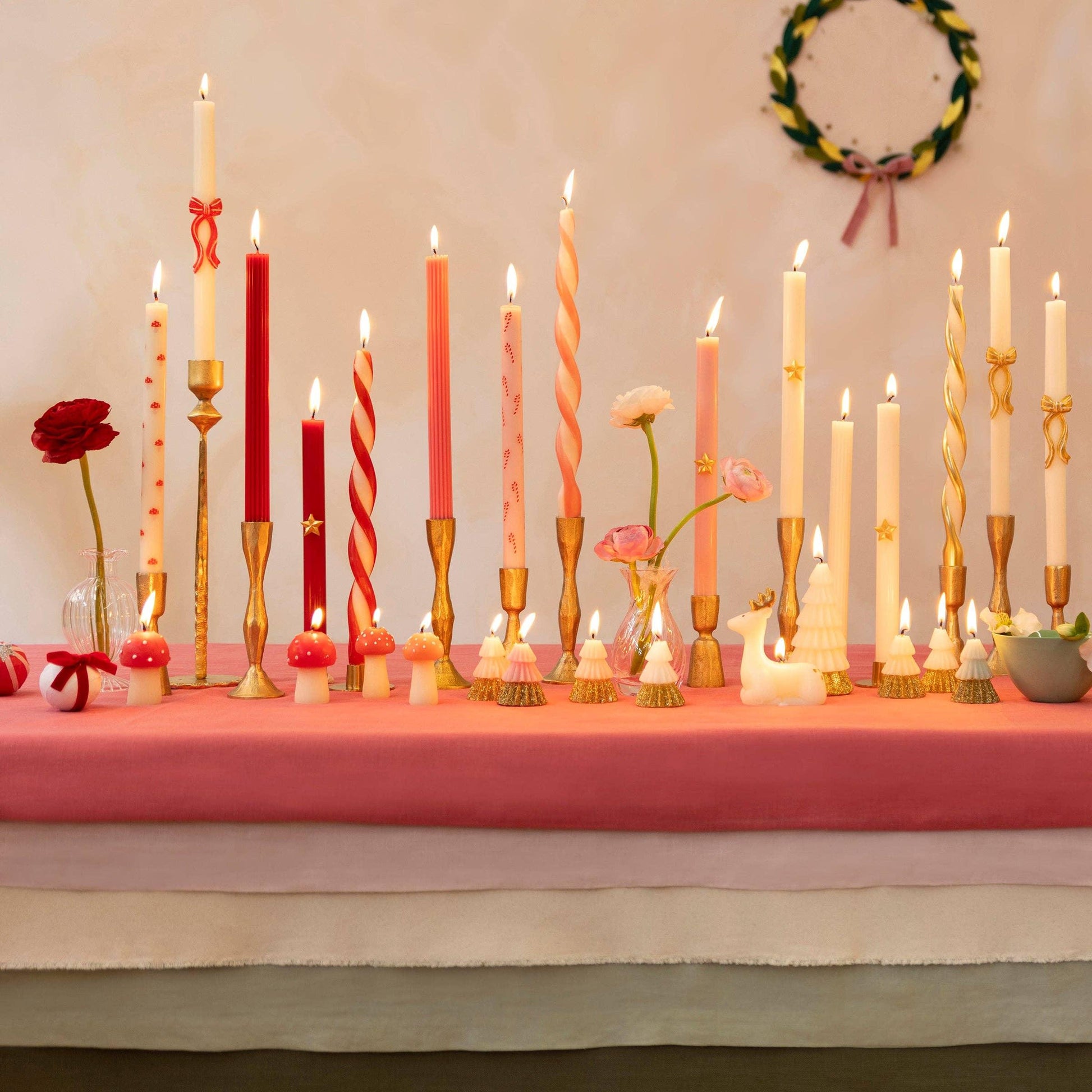 Red Stripy Bow Table Candles - Marcel’s Culinary Experience