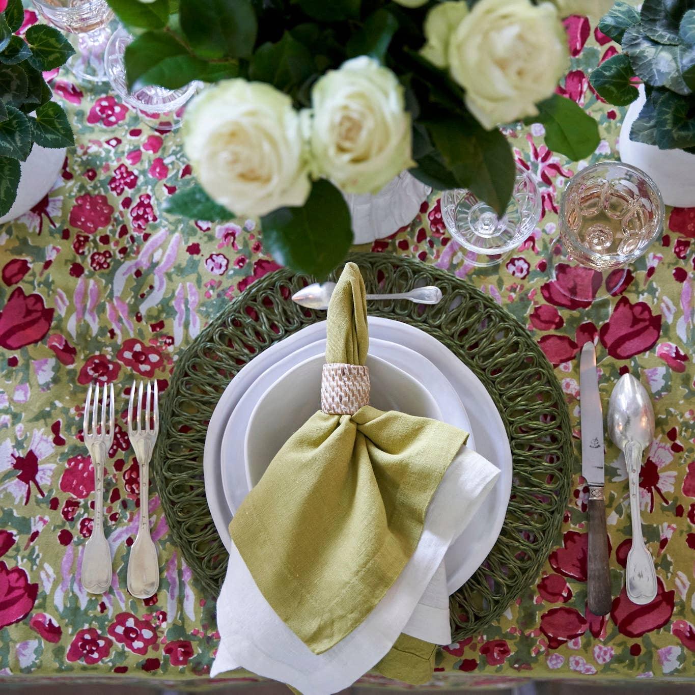 Jardin Red & Green | French Tablecloths - Marcel’s Culinary Experience