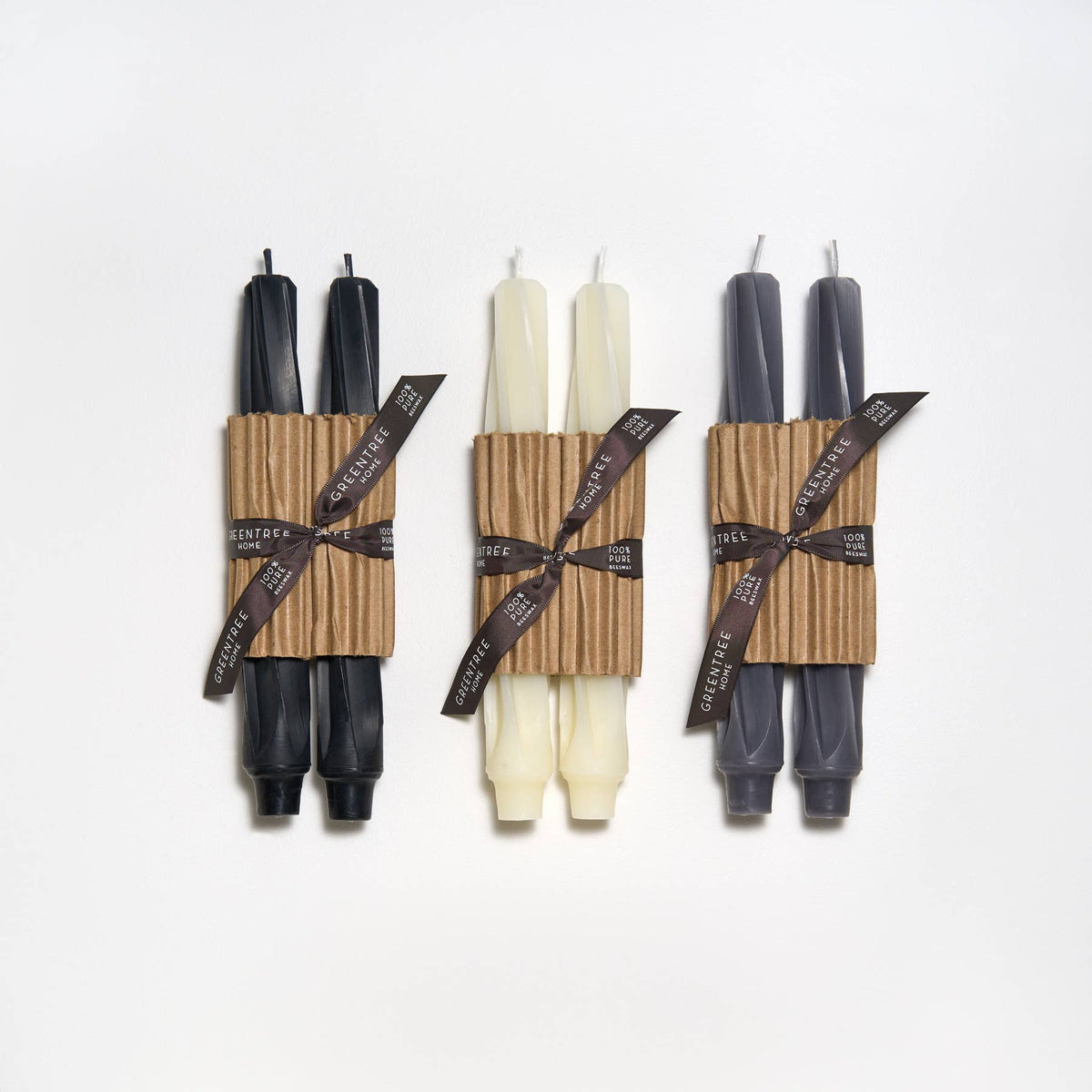 Greentree Home Twist Taper Handmade Beeswax Candles 9"