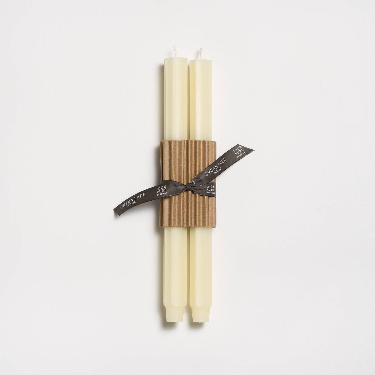 Greentree Home Fluted Church Taper Handmade Beeswax Candles 12"