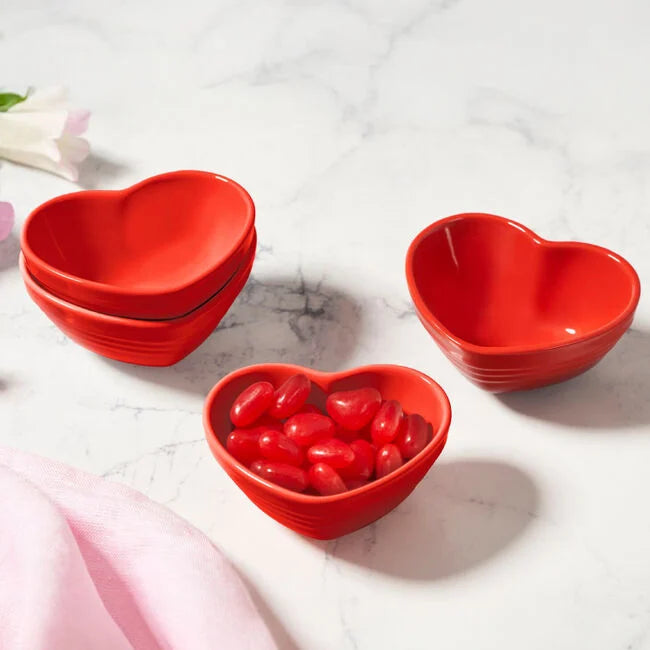 Le Creuset Mini Heart Pinch Bowl, Set of 4 - Cerise