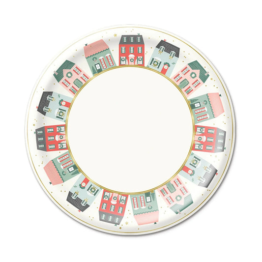 Village Christmas Round Paper Plate - Marcel’s Culinary Experience