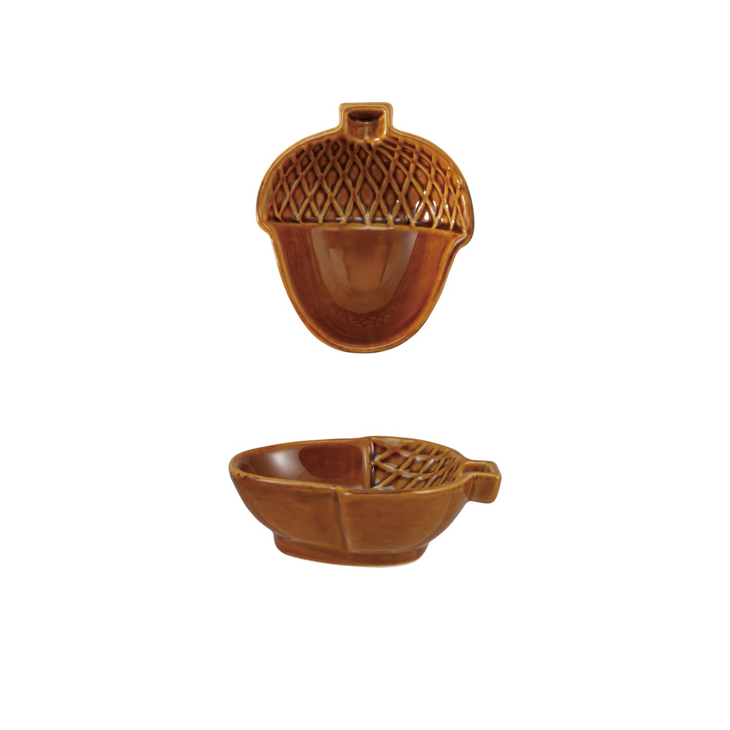 Stoneware Acorn Shaped Dish, Brown