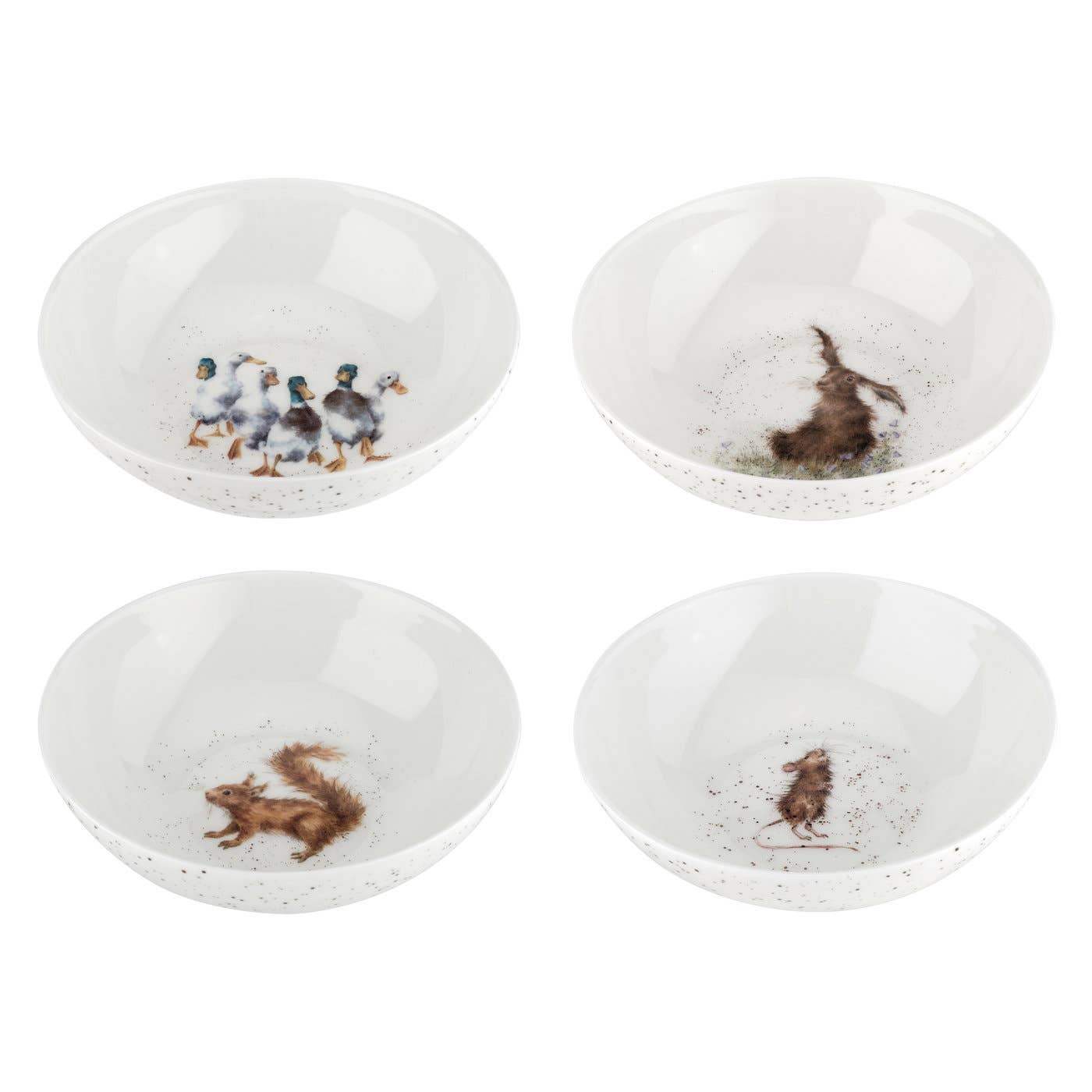 Wrendale Cereal Bowls - Set of 4 (Duck, Mouse, Hare, Squirrel)