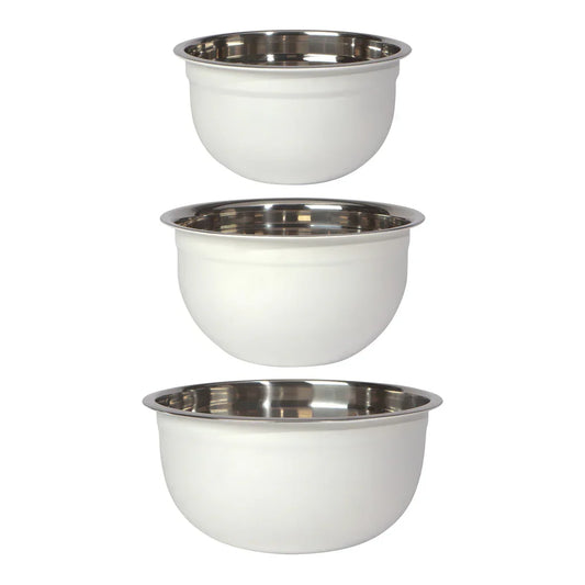Matte Steel White Mixing Bowls Set of 3 - Marcel’s Culinary Experience