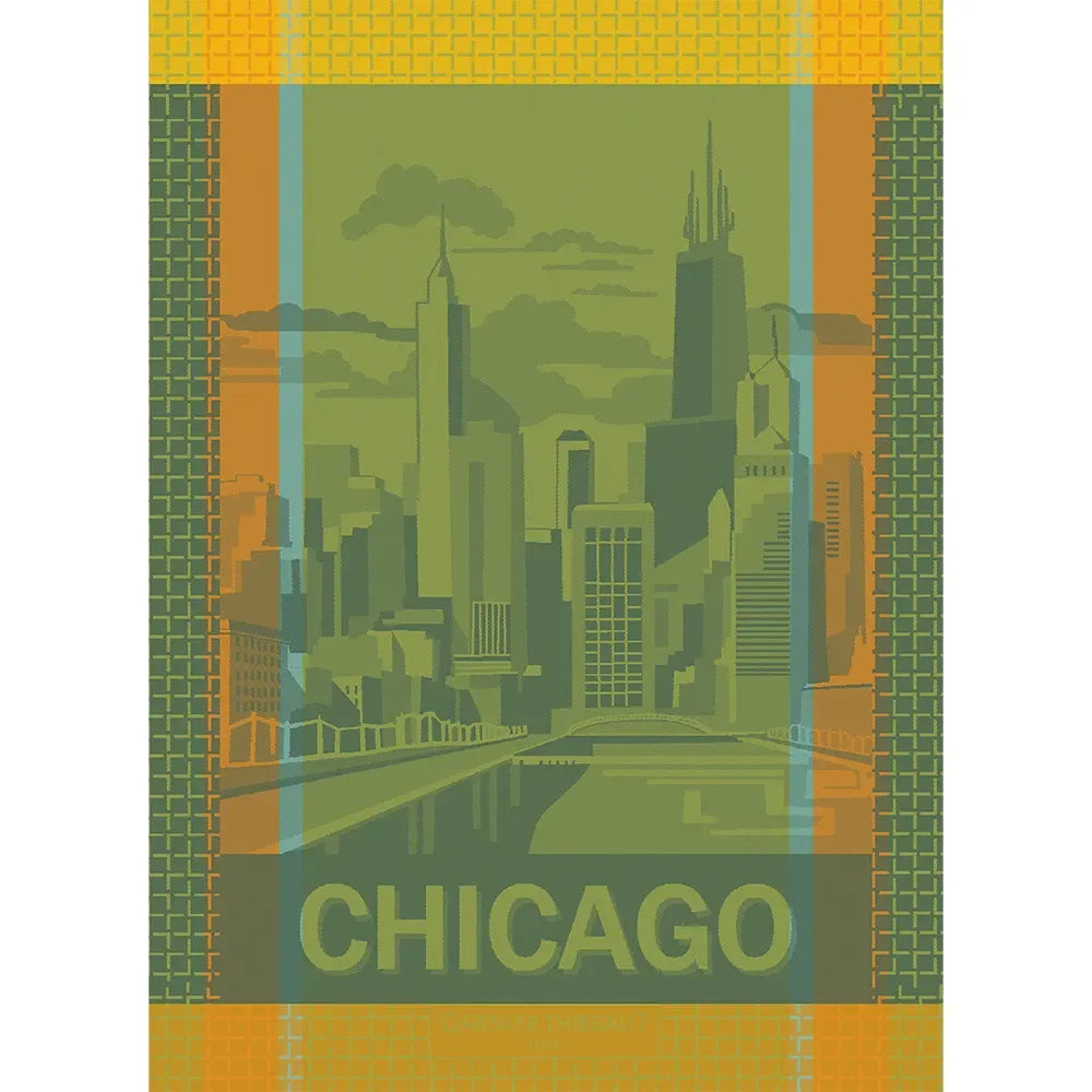 Garnier Thiebaut Chicago Green/Yellow Jacquard Kitchen Towel - Marcel’s Culinary Experience