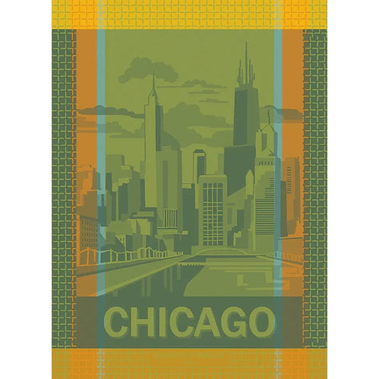 Garnier Thiebaut Chicago Green/Yellow Jacquard Kitchen Towel - Marcel’s Culinary Experience