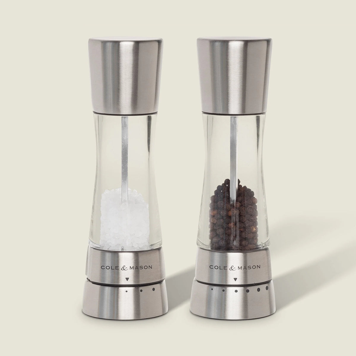 Cole & Mason Derwent Stainless Steel Salt & Pepper Mill Set | 7.5 Inch