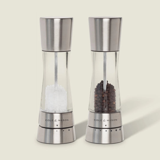 Cole & Mason Derwent Stainless Steel Salt & Pepper Mill Set | 7.5 Inch