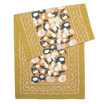 Couleur Nature Forest Harvest Mustard & Blue Table Runners 16"x90" - Marcel’s Culinary Experience