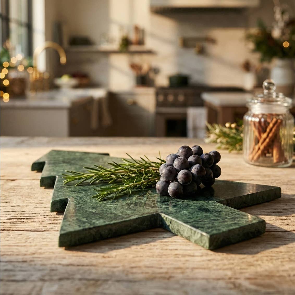 Green Christmas Tree Marble Charcuterie Board