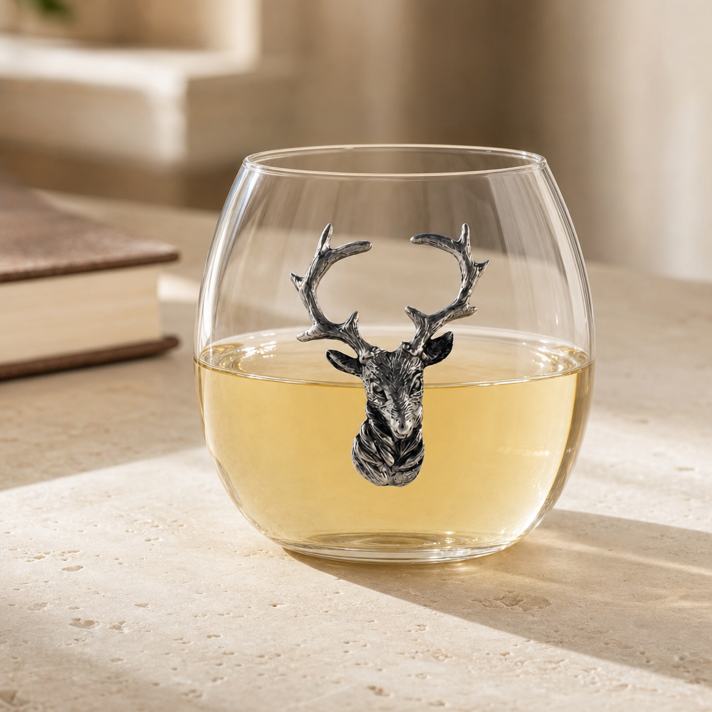 Crystal Elk Stemless Wine Glass
