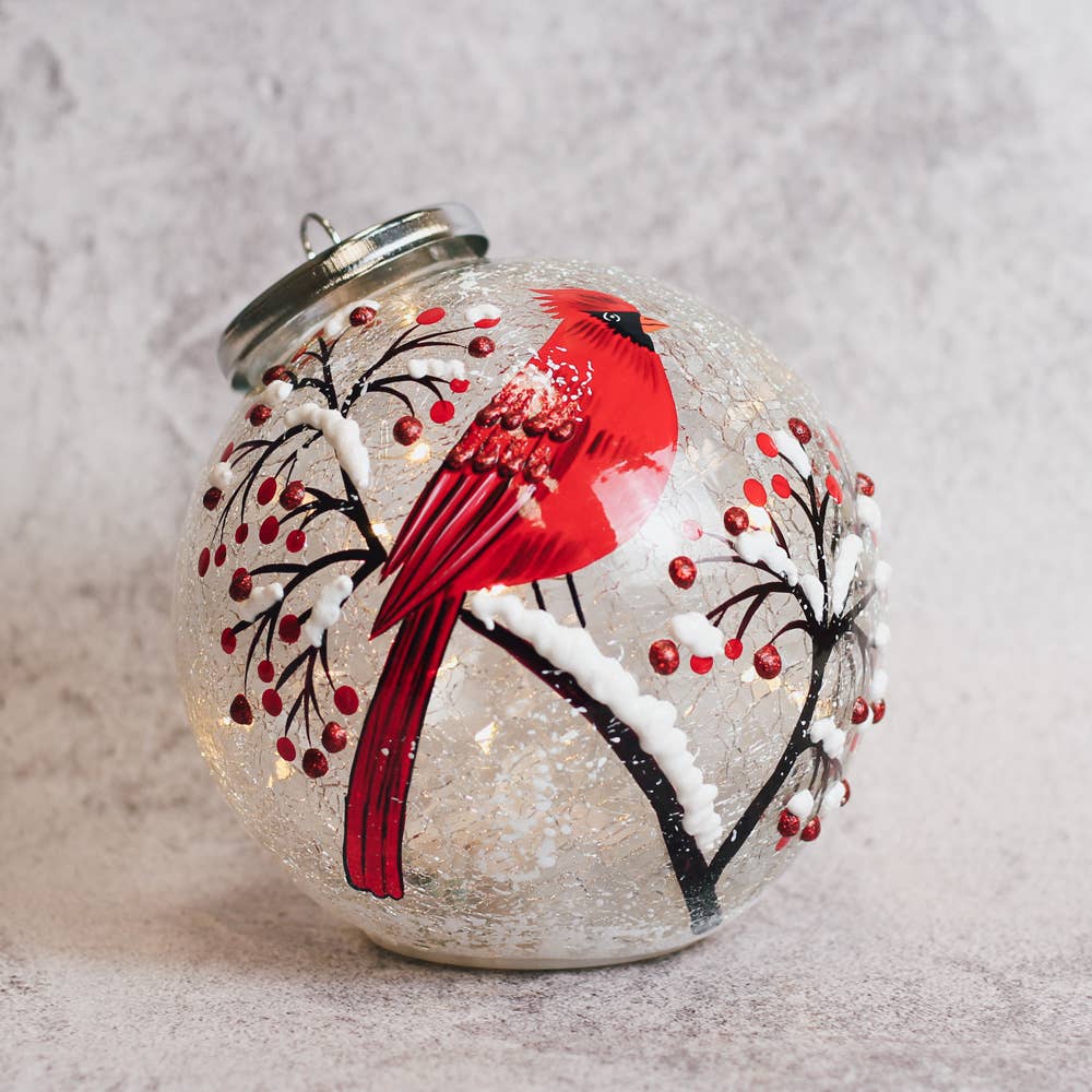 Snow Branch Glass Ornament LED