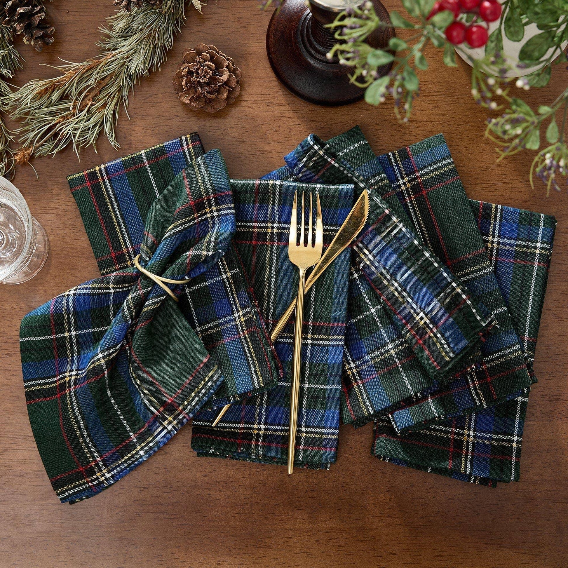 Stowe Tartan Holiday Plaid Cotton Napkins, sold individually 17x17 - Marcel’s Culinary Experience