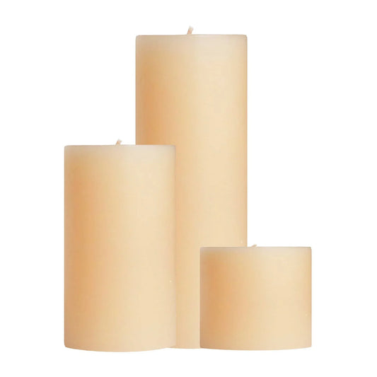 Mole Hollow Ivory Unscented Pillar Candles - 3x3", 3x6", 3x9" Sizes - Marcel’s Culinary Experience