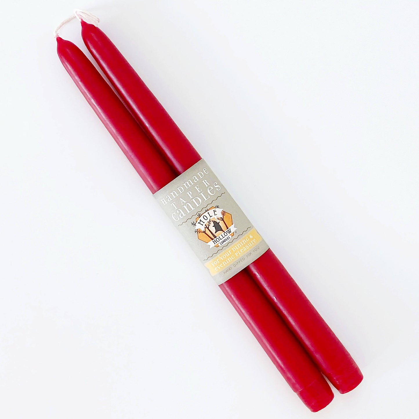 Mole Hollow Hand Dipped Unscented Taper Candles 12"