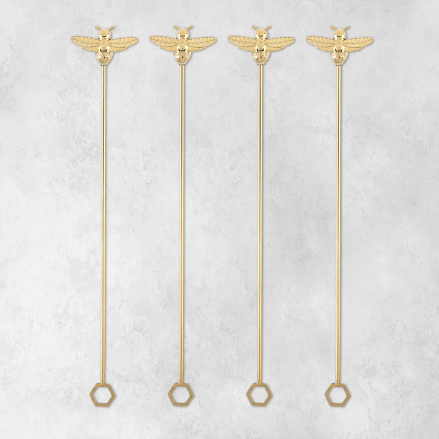 Gold Plated Stainless Steel Bumble Bee Stir Sticks Set of 4 - Marcel’s Culinary Experience