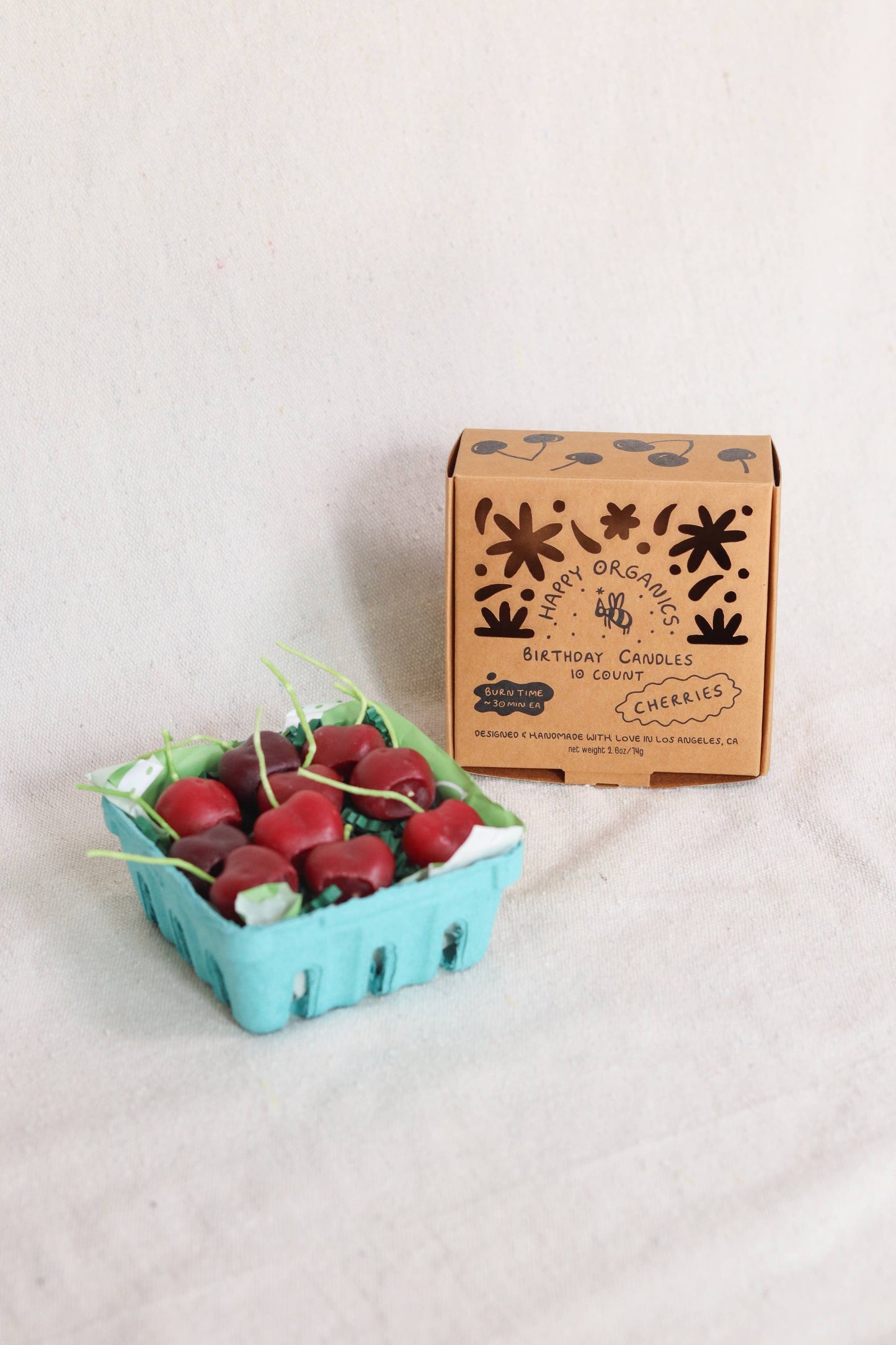 Dark Red Cherry Beeswax Birthday Candles
