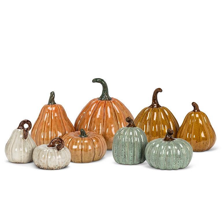 Ivory Mini Glazed Ceramic Pumpkin