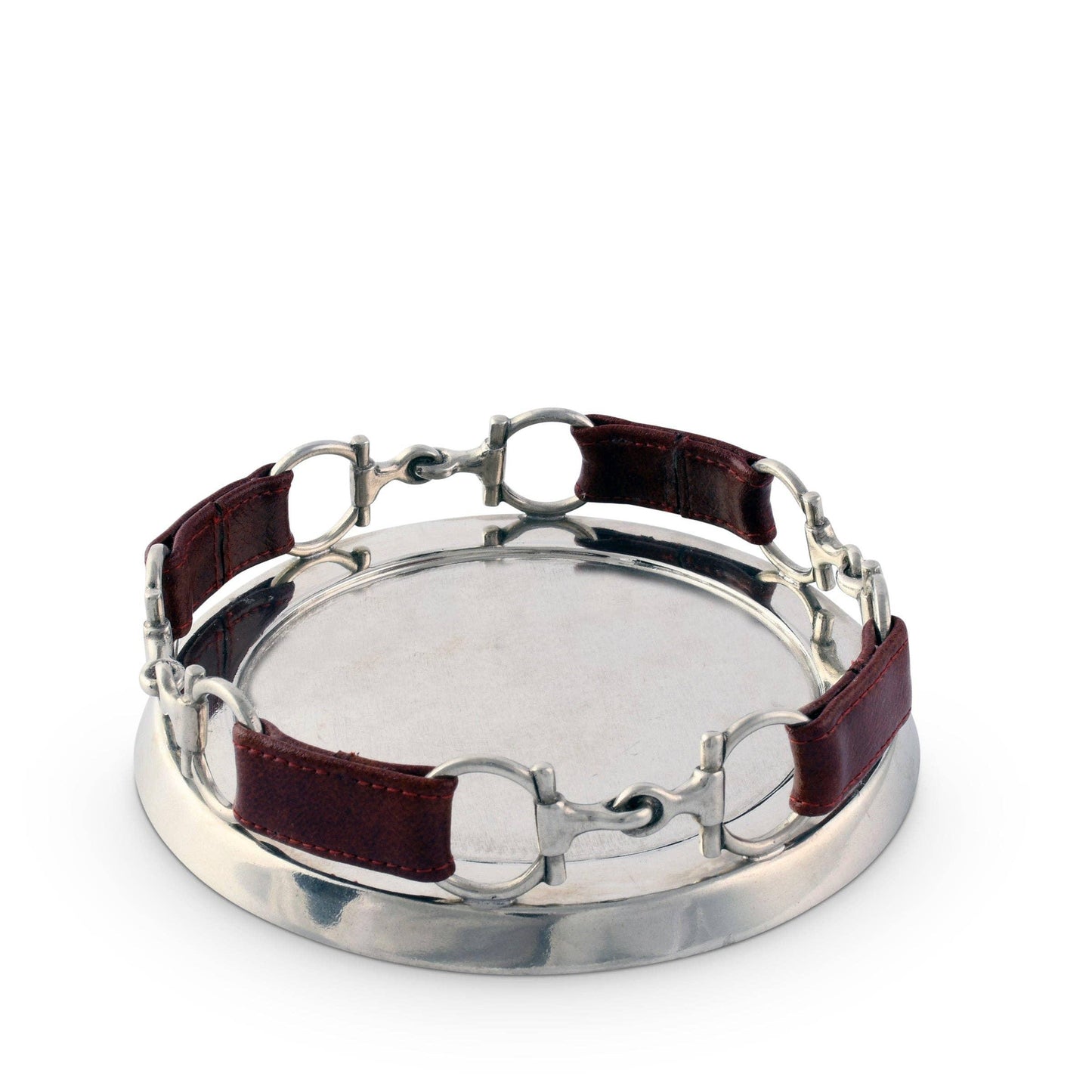 Vagabond House Equestrian Horse Bit Wine Coaster - Pewter & Leather
