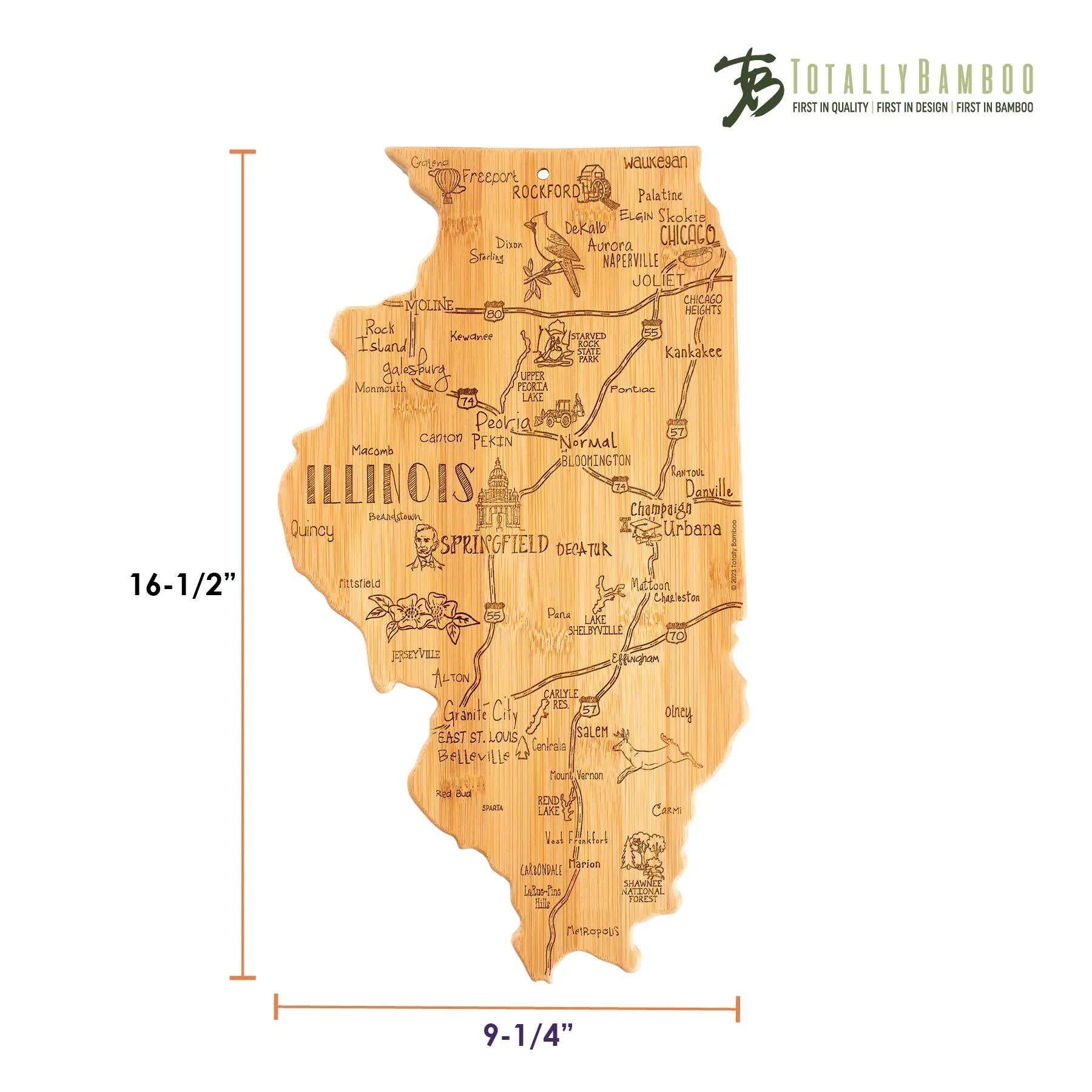 Destination Illinois Cutting Board with Engraved Artwork - Marcel’s Culinary Experience