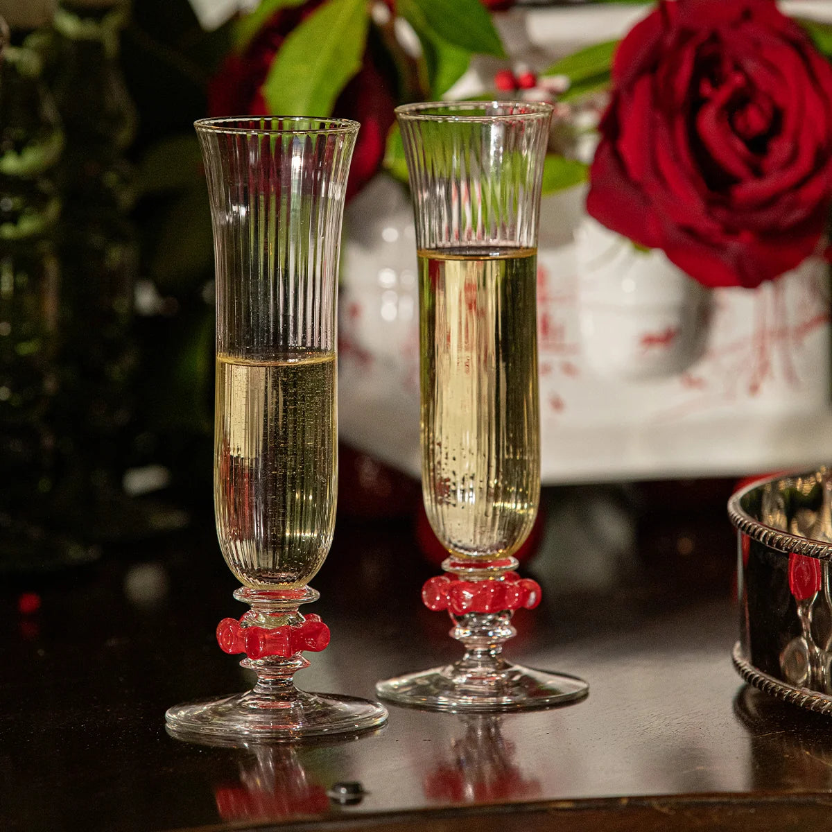 Juliska Nell Ruffle Champagne Flute - Ruby