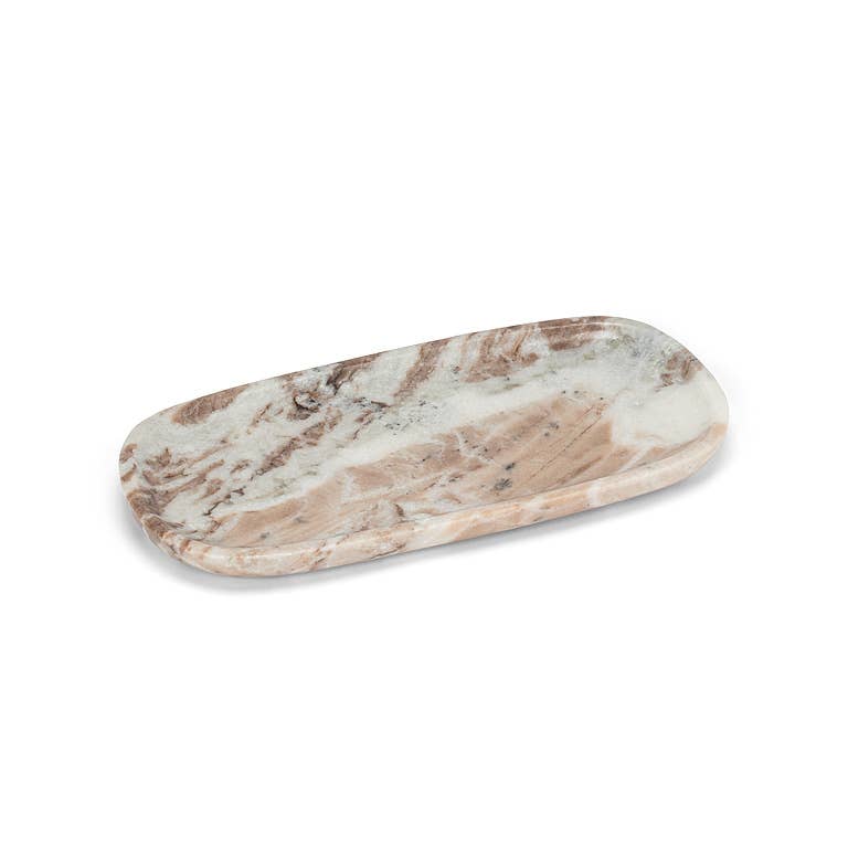 Large Brown Marble Oblong Serving Tray