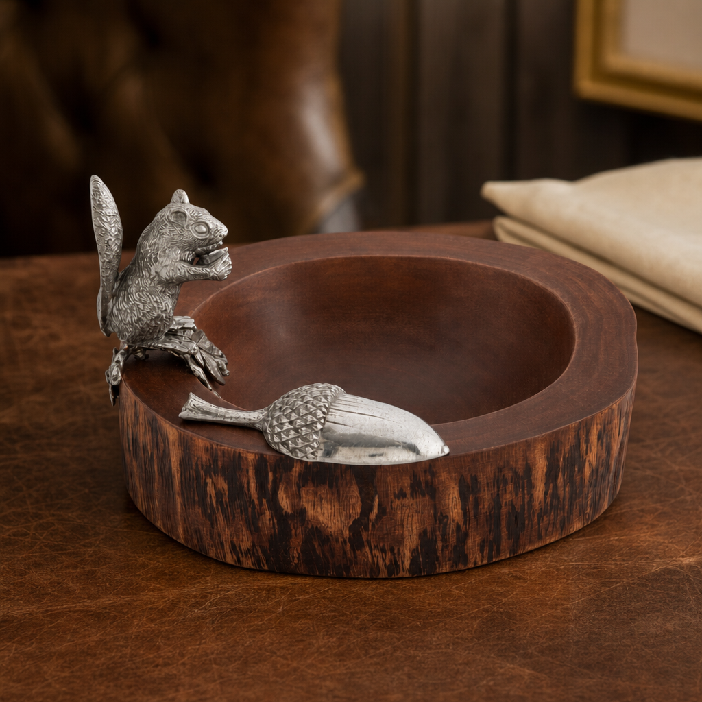 Standing Squirrel Nut Bowl & Acorn Scoop