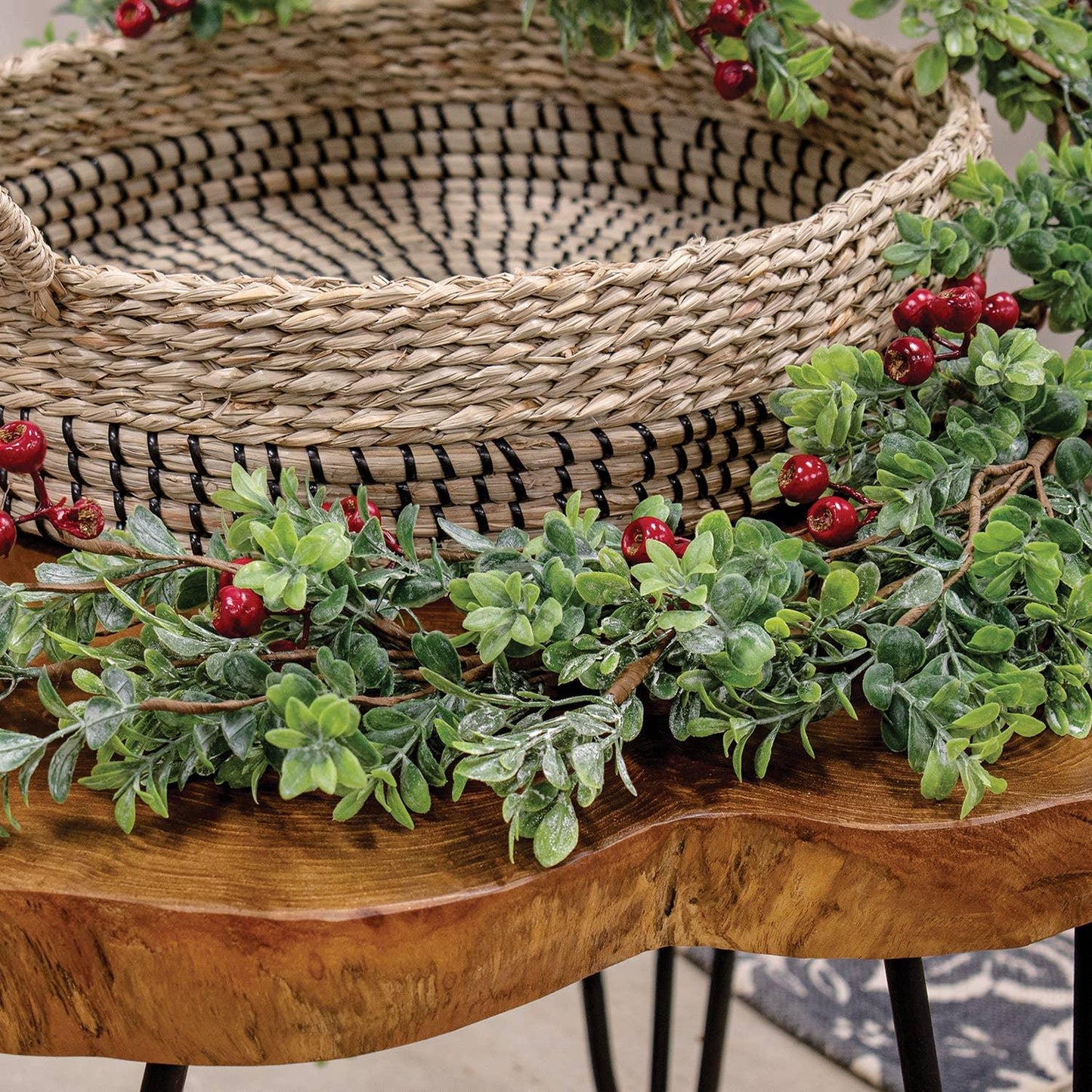 Frosted Boxwood & Gooseberry Garland, 5ft - Marcel’s Culinary Experience