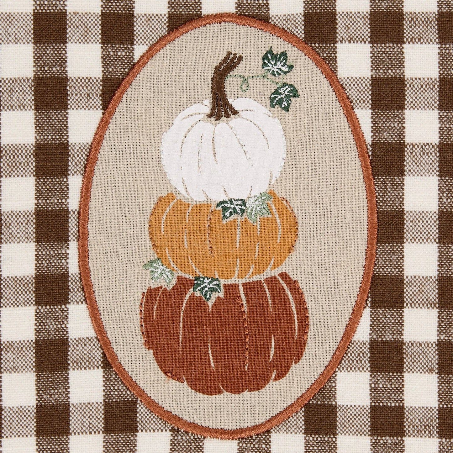 Autumn Pumpkin Stack Embellished Dishtowel
