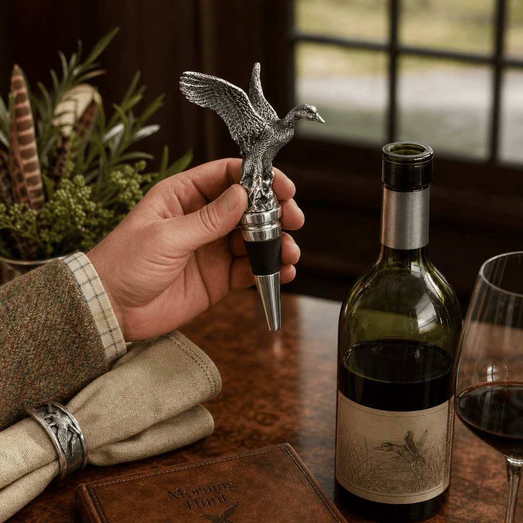 Pewter Flying Duck Bottle Stopper | 5.5 Inch