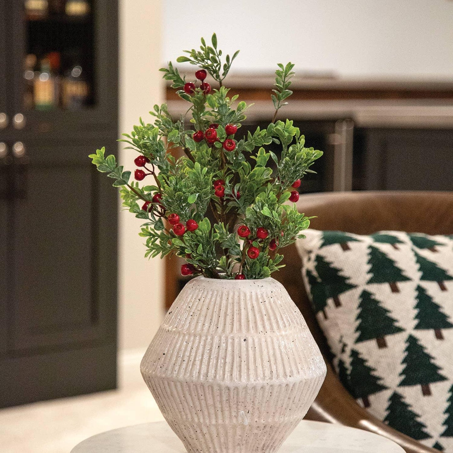 Frosted Boxwood & Gooseberry Spray, 28" - Marcel’s Culinary Experience