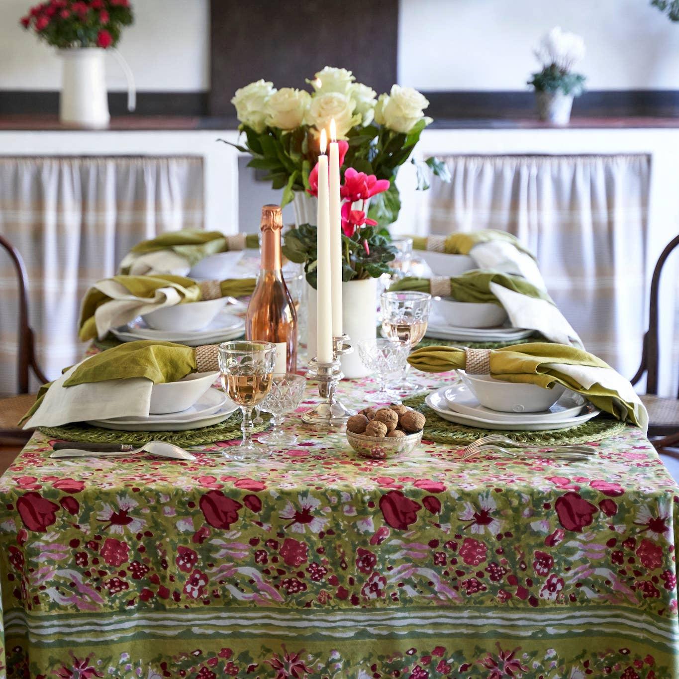 Jardin Red & Green | French Tablecloths - Marcel’s Culinary Experience