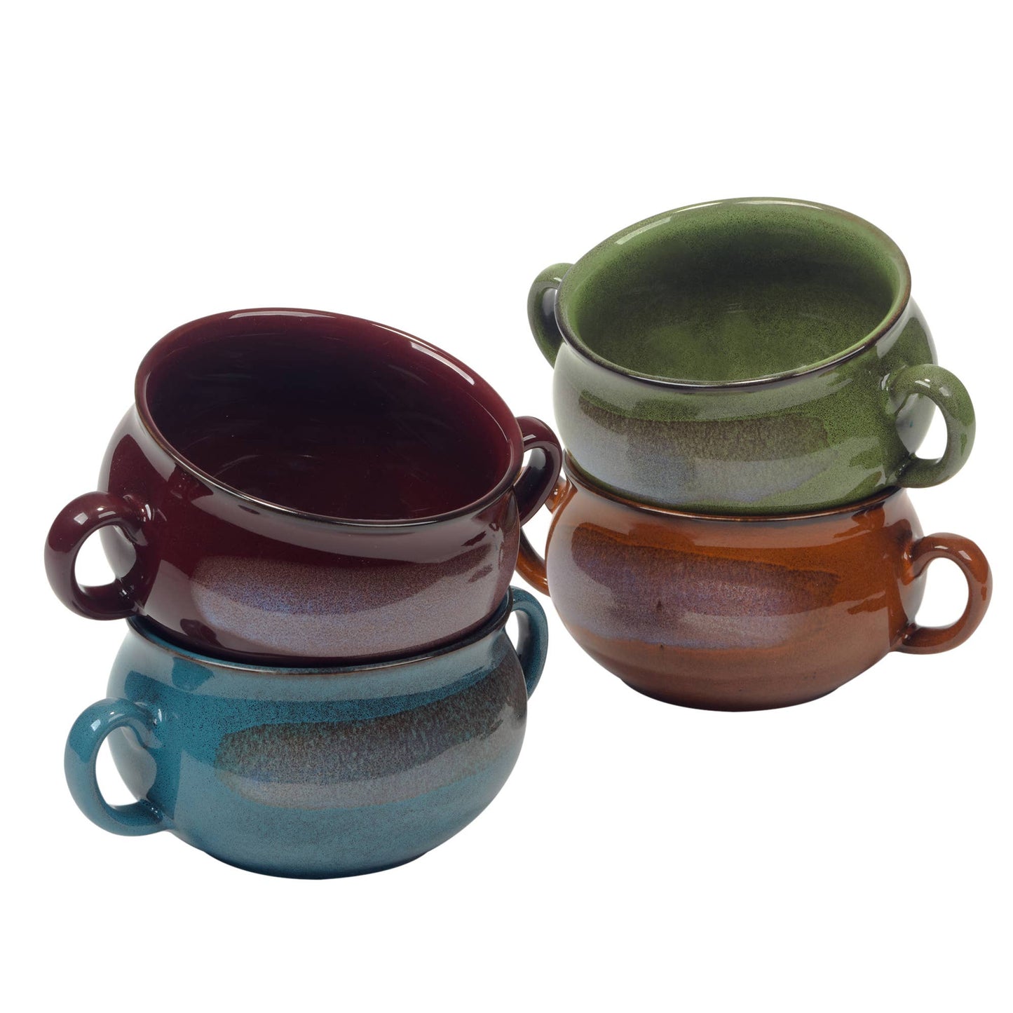 Reactive Glaze Soup Crocks 24 oz. Set of 4 Assorted