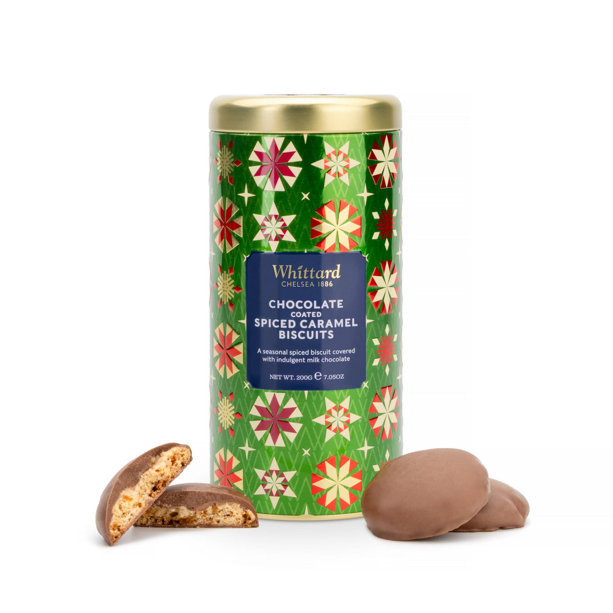 Chocolate Coated Spiced Caramel Cookies Tin  7.05oz