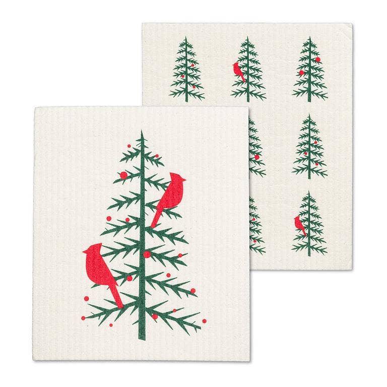 Set of 2 Cardinals in Tree Dishcloths-6.5x8"L - Marcel’s Culinary Experience