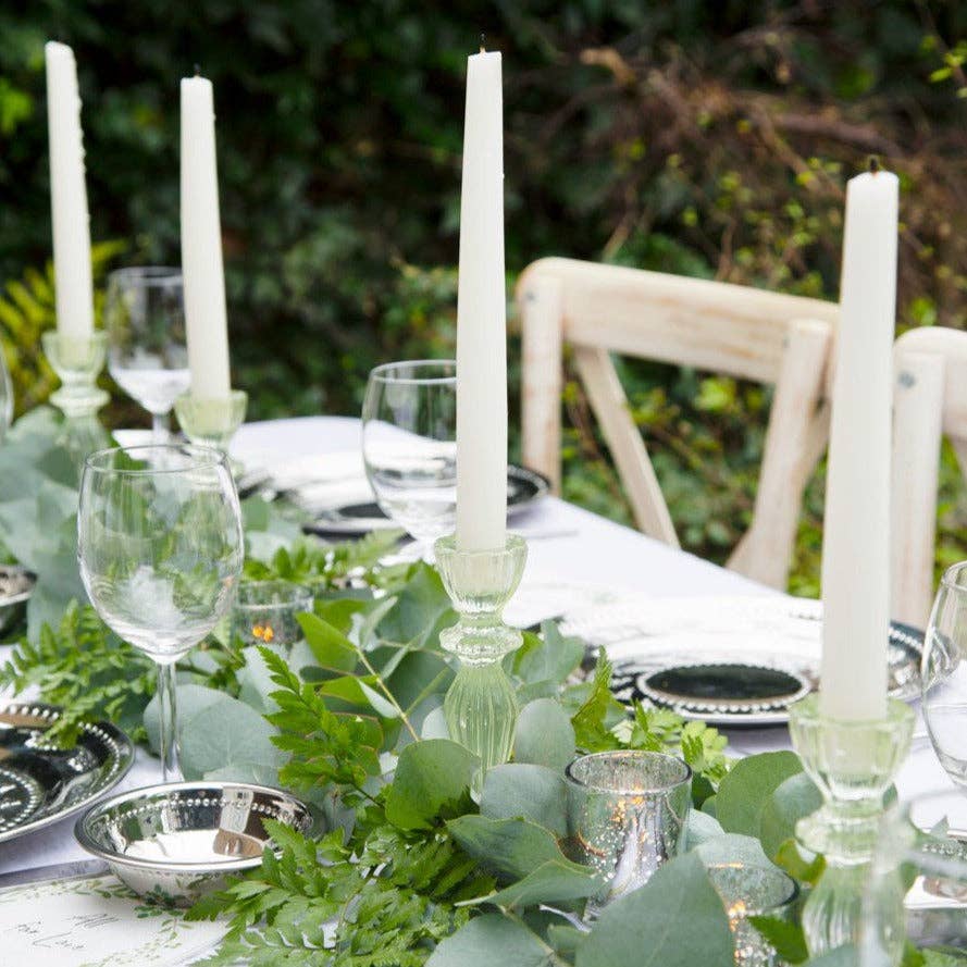 Green Glass Candlestick Holder