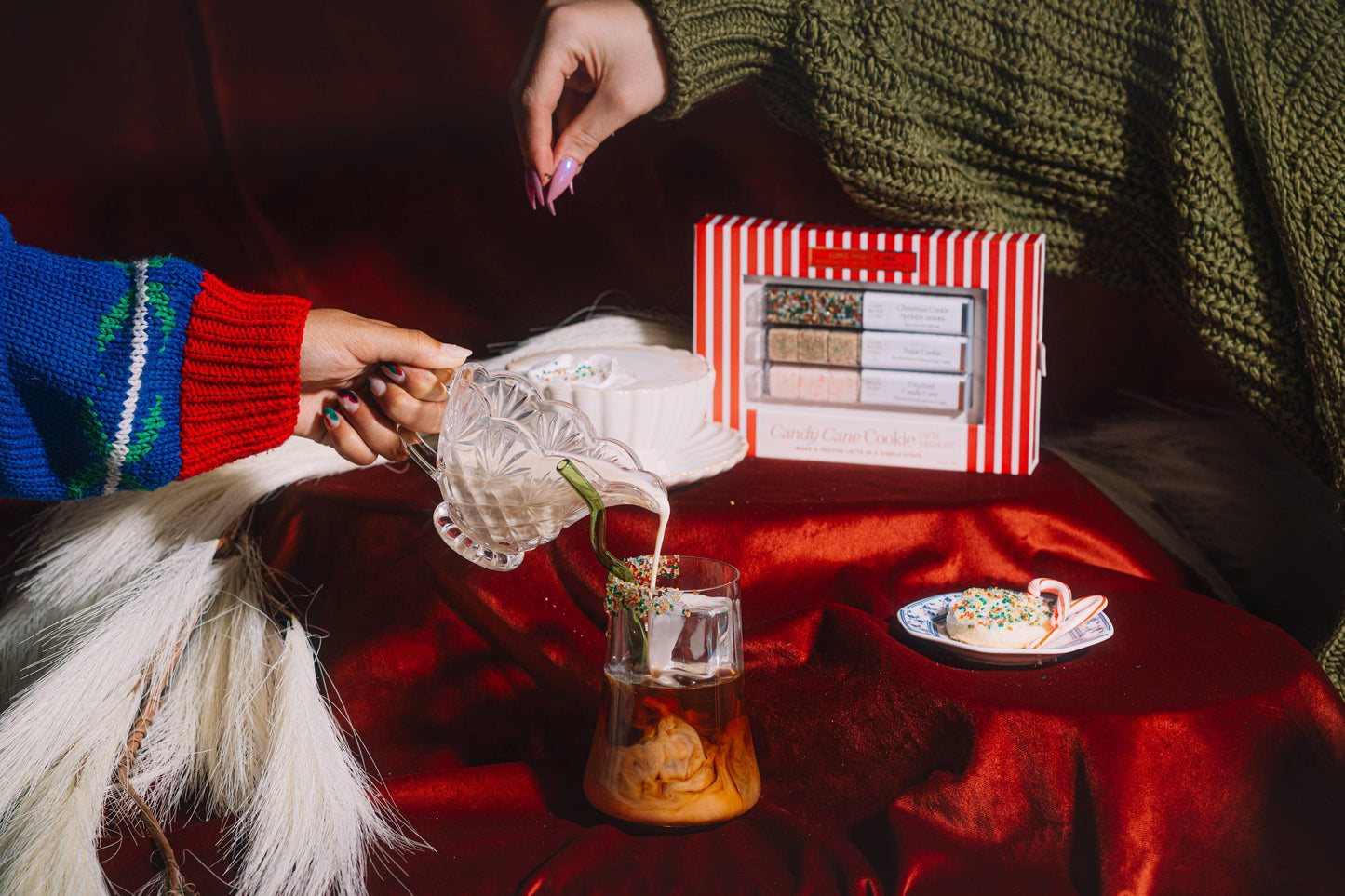 Candy Cane Cookie Latte Mixer Kit with Sprinkle Rimmer - Marcel’s Culinary Experience