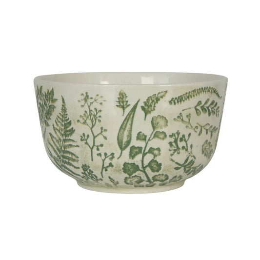 Hand-Stamped Bowl with Embossed Pattern Green Botanicals - Marcel’s Culinary Experience