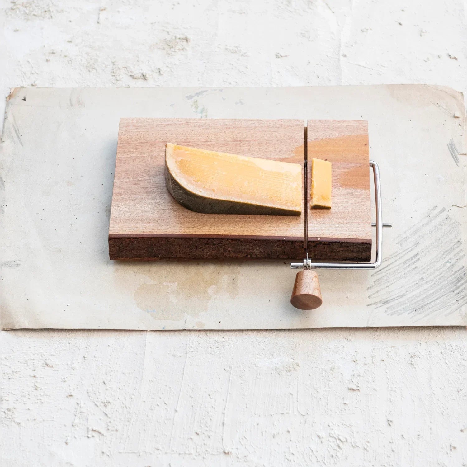 Mahogany & Steel Cheese Slicer w/ Bark Edge - Marcel’s Culinary Experience